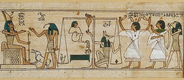 من الديانة المصرية القديمة، يقف المتوفى في محكمة العدل الإلهية يوم الحساب و يقول مخاطباً قلبه: 

يا قلبي الذي أعطته لى أمي،  يا فؤاد أطوار حياتي المختلفة
لا تقف ضدي شاهداً، لا تعارضني فى المحكمة، ولا تجعل الميزان يميل ضدي أمام صاحب الميزان، أنت قريني الذى فى جسدي
أنت الواقي الذي