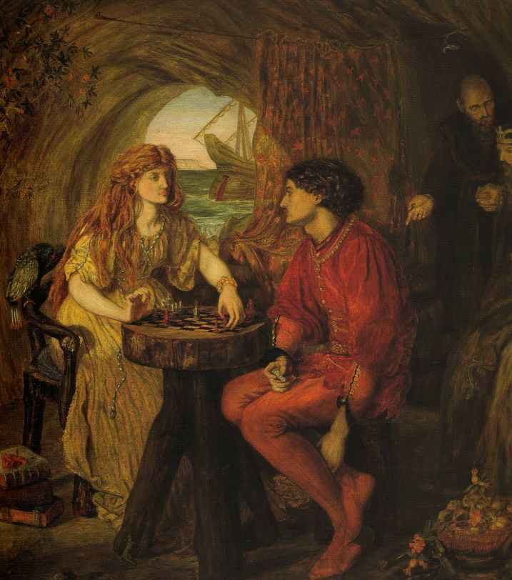 🌊💞🌊Ferdinand and Miranda Playing Chess - by Lucy Madox Brown.

"'Sweet lord, you play me false.'
'No, my dearʼst love,
I would not for the world.'"
⛈️The Tempest.
#FolkyFriday #ShakespeareSunday #FolkloreSunday
