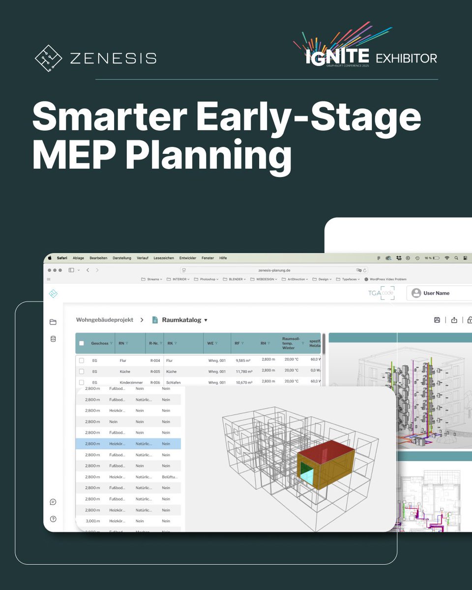 GraphisoftUK's tweet image. Want more innovation from Graphisoft IGNITE?
Check out Zenesis, Twinmotion, Nemetschek, VELUX, BIMm Solutions, bimproject.cloud, McNeel &amp;amp; Lumion — tools worth exploring.
💡 Watch on-demand event highlights:
bit.ly/4hDiAKI

#BIM #GraphisoftIGNITE #Architecture #AEC