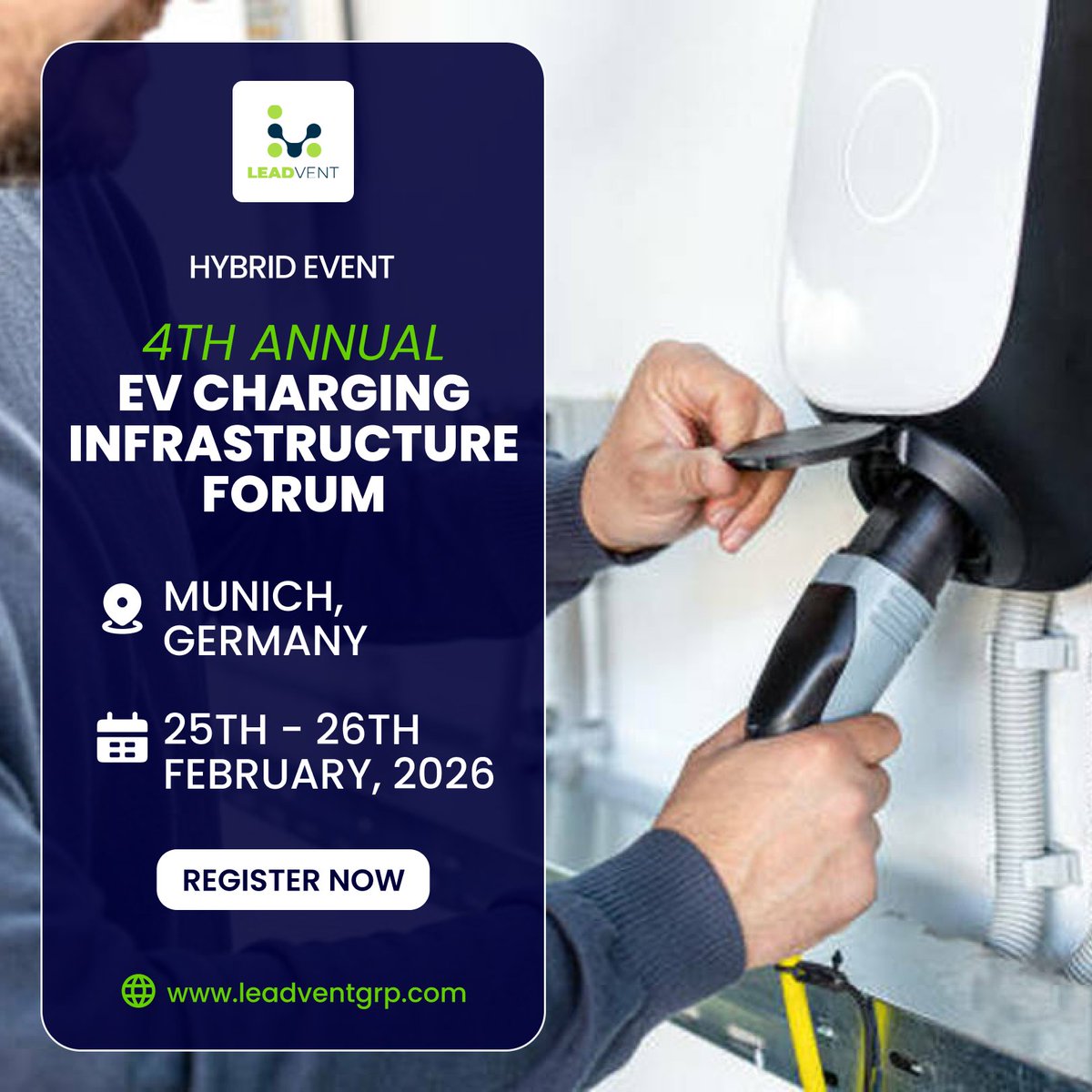 leadvent's tweet image. Powering the Future: 4th Annual EV Charging Infrastructure Forum

Save the Date: 25th - 26th February 2026 in Munich, Germany.

-bit.ly/4owmtEa

#EVChargingForum #ElectricMobility #EVInfrastructure #SustainableTransport #ChargingInnovation #SmartMobility #Energy