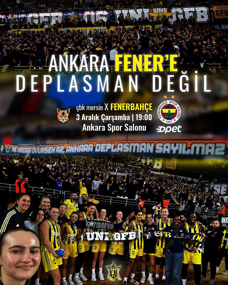 30. Kadınlar Cumhurbaşkanlığı Kupası finalinde Fenerbahçe’mizi yalnız bırakmıyoruz. 
Ankara’nın Fenerbahçe’ye deplasman olmadığını tekraren göstermek için saat 17.30 itibarıyla salon önünde buluşuyoruz..

#GFB06