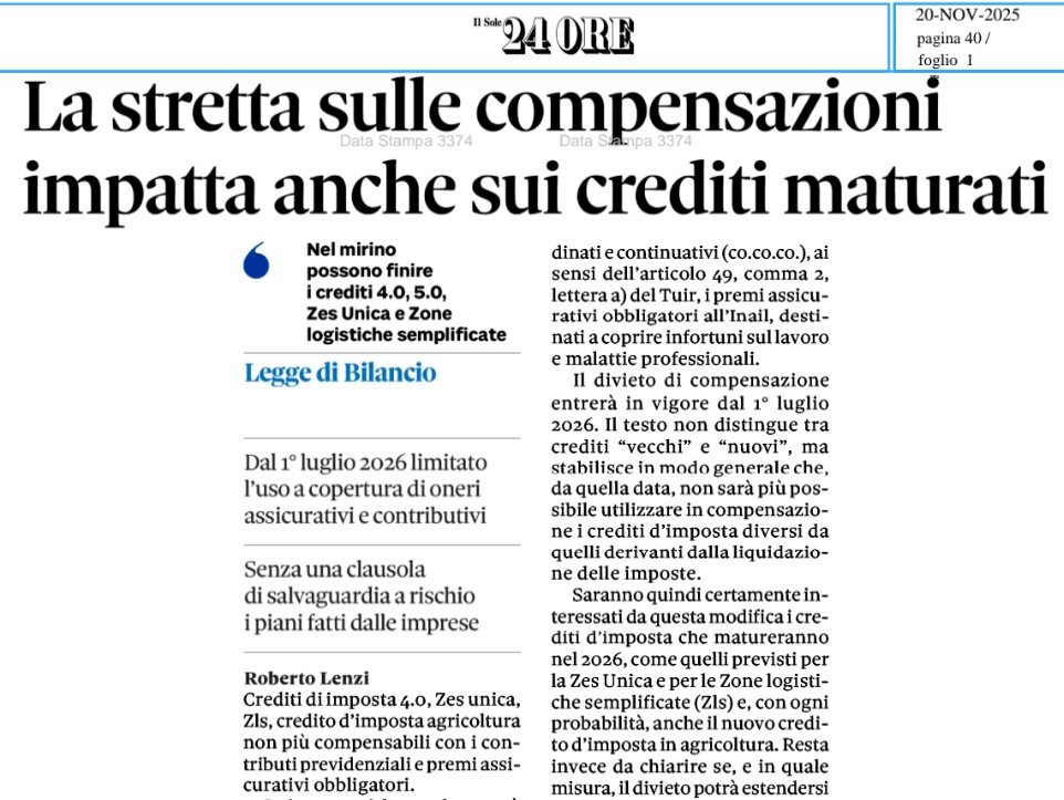 l'Italia riparte dalla stretta alle compensazioni, <a href="/fdragoni/">Fabio Dragoni</a> ?