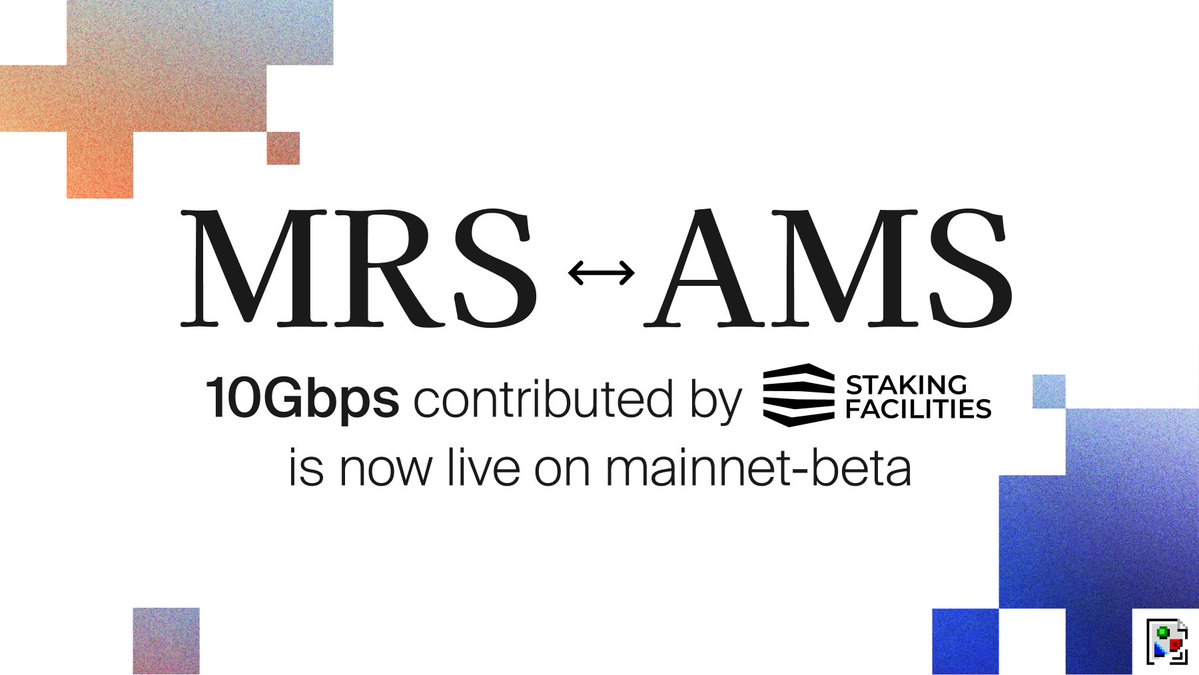Staking Facilities가 기여한 MRS와 AMS 사이의 DoubleZero 10Gbps 링크가 mainnet-beta에서 가동 중