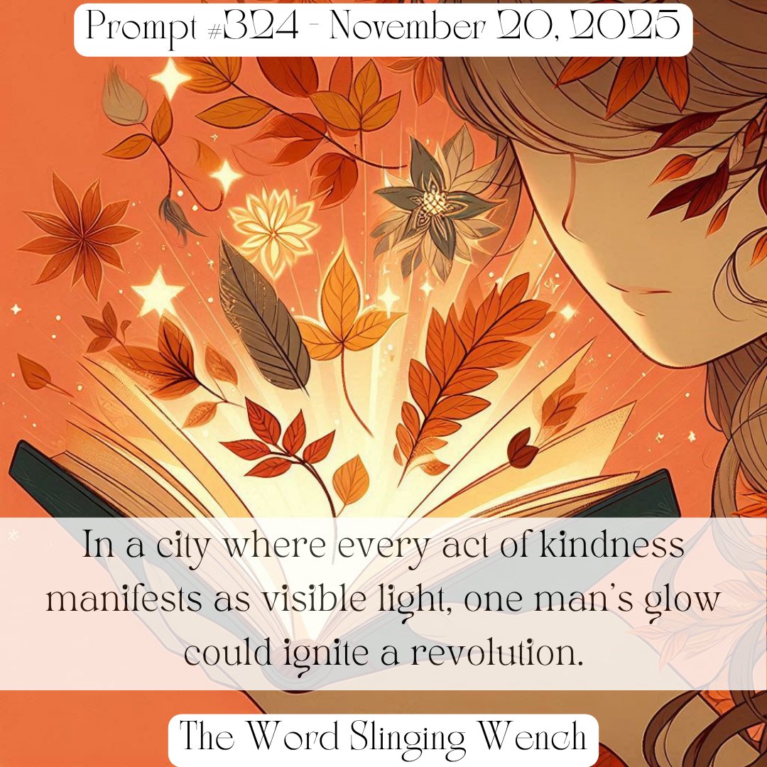 WordSlingingWen's tweet image. Writing Prompt #324 for 2025

In a city where every act of kindness manifests as visible light, one man&apos;s glow could ignite a revolution.

Write every day!

thewordslingingwench.com

#thewordslingingwench #writingprompts #writeeveryday #homeschool #booktwitter #amwriting