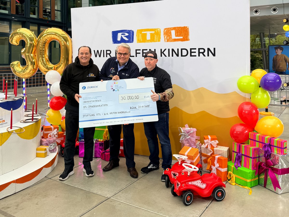 zurich_de's tweet image. Im 150. Jubiläumsjahr von Zurich gehen heute 40 Kolleg:innen beim 30-Jahre-RTL-#Spendenmarathon an den Start. 💪 Die RTL-Stiftung „Wir helfen Kindern“ feiert 24h-Kindergeburtstagsparty 🎈 mit Joey Kelly. Zurich unterstützt mit eigenem Team und #Spende der #ZKJS. 💙