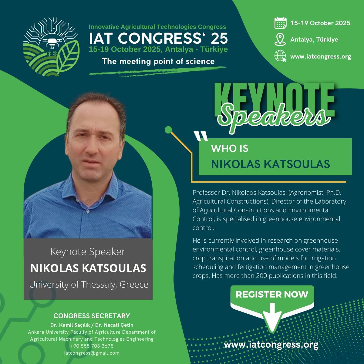 📢Professor Nikolaos Katsoulas from the University of Thessaly showcased #REGACE at the Innovative Agricultural Technologies (IAT) Congress 2025, in Antalya, Turkey. 👉regaceproject.com/regace-present… #EU #UTH #Agriculture #Technology #Innovation