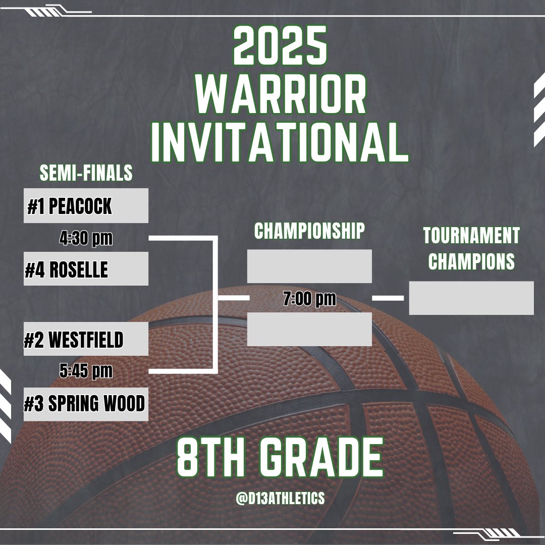 <a href="/D13Warriors/">Westfield School</a> Girls Basketball will play host to the 2025 Warrior Invitational today 🏀

6th/7th Grade Games = West Gym (Old Gym)

8th Grade Games= East Gym (New Gym)

These are the last Girls Basketball games of the season &amp; the final event ever held in the original Westfield Gym