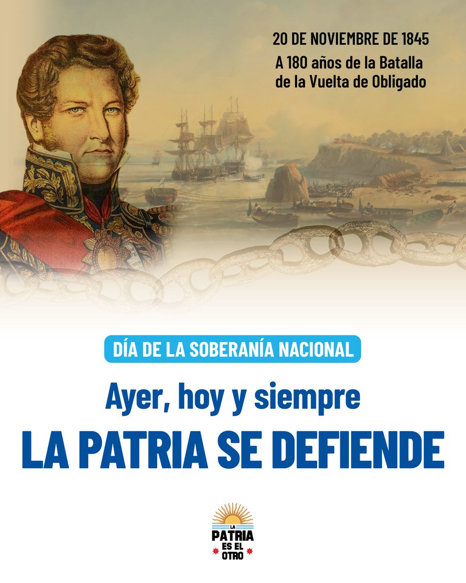 ☀️🇦🇷 LA PATRIA NO SE VENDE
En un nuevo aniversario de la batalla de la Vuelta de Obligado, reafirmamos nuestro compromiso con la defensa de la soberanía nacional.
#DíaDeLaSoberaníaNacional