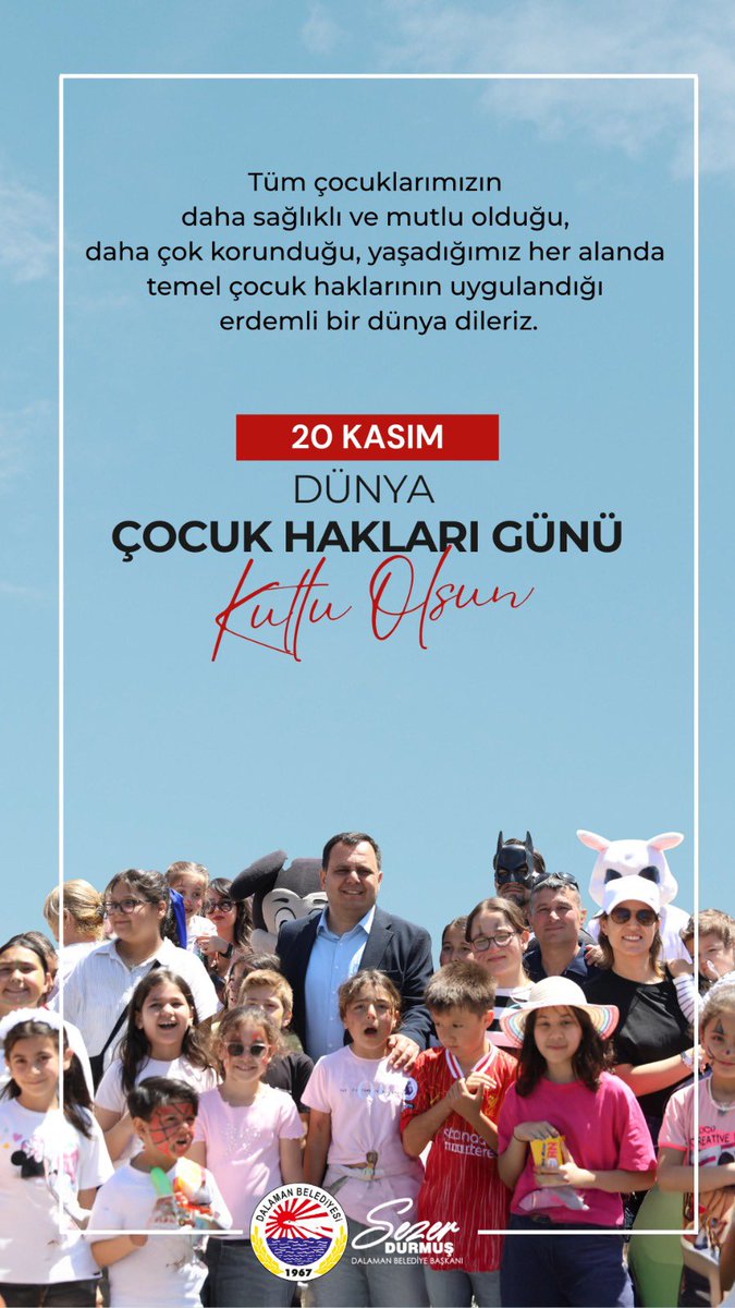 SezerDurmus48's tweet photo. Bugün, geleceğimizin teminatı olan çocuklarımızın haklarını hatırladığımız, onların daha adil, daha güvenli, daha mutlu bir dünyada yaşamaları için sorumluluğumuzu bir kez daha vurguladığımız önemli bir gündür.

Her çocuğun; sağlıklı büyüme, nitelikli eğitim alma, güvende olma, sevgi ve şefkat görme, fikirlerini özgürce ifade etme hakkı vardır ve bu haklar hiçbir koşulda ihmal edilemez.

Geleceğimizi emanet ettiğimiz tüm çocuklarımızın Dünya Çocuk Hakları Günü’nü yürekten kutluyor, her birine sevgiyle sarılıyorum.