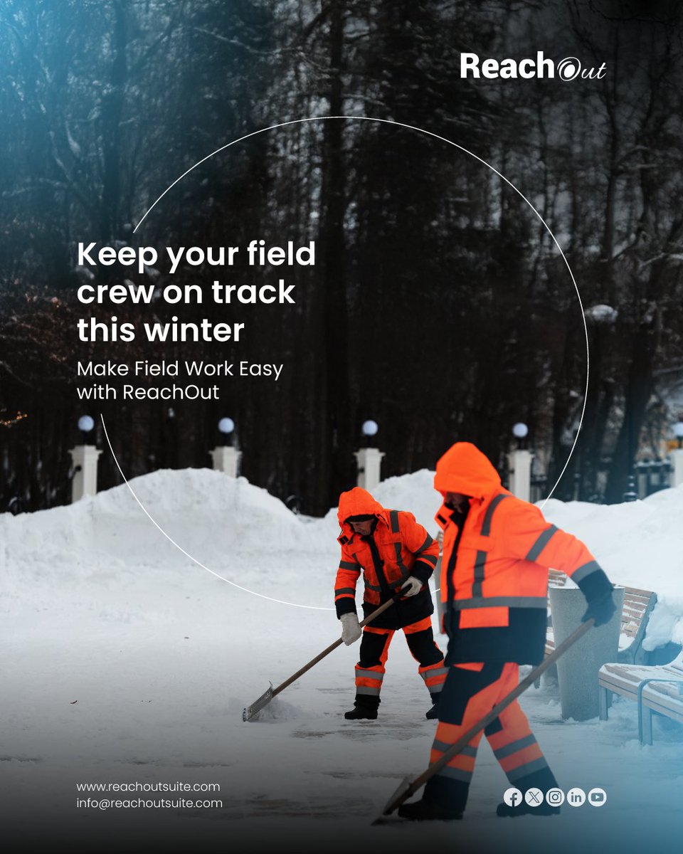 ReachOutSuite's tweet image. Winter can slow your field crew down, but it doesn’t have to.
Stay ahead with smart scheduling, live job updates, digital forms, and fast invoicing with easy payments.

Get started today with reachoutsuite.com

#FieldService #SmartScheduling #WorkOrderManagement