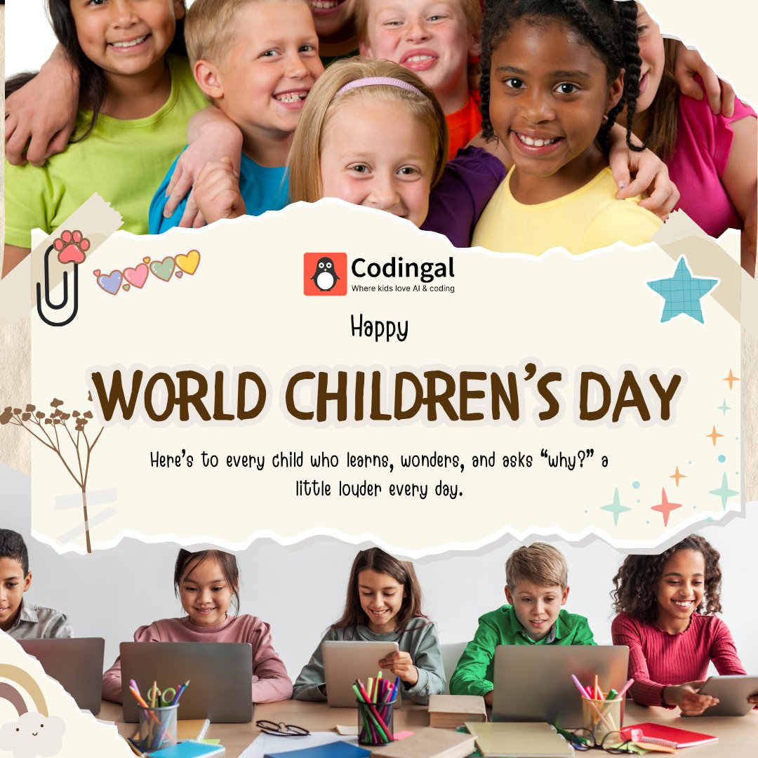 codingal's tweet image. Somewhere today, a child asked “why?”, tried something new, or dreamed a little bigger. 🌟
To every child reading this: your ideas matter, your questions matter, you matter. 💛
You are the future—and today, we celebrate you, cheer for you, and believe in you with all our hearts.…