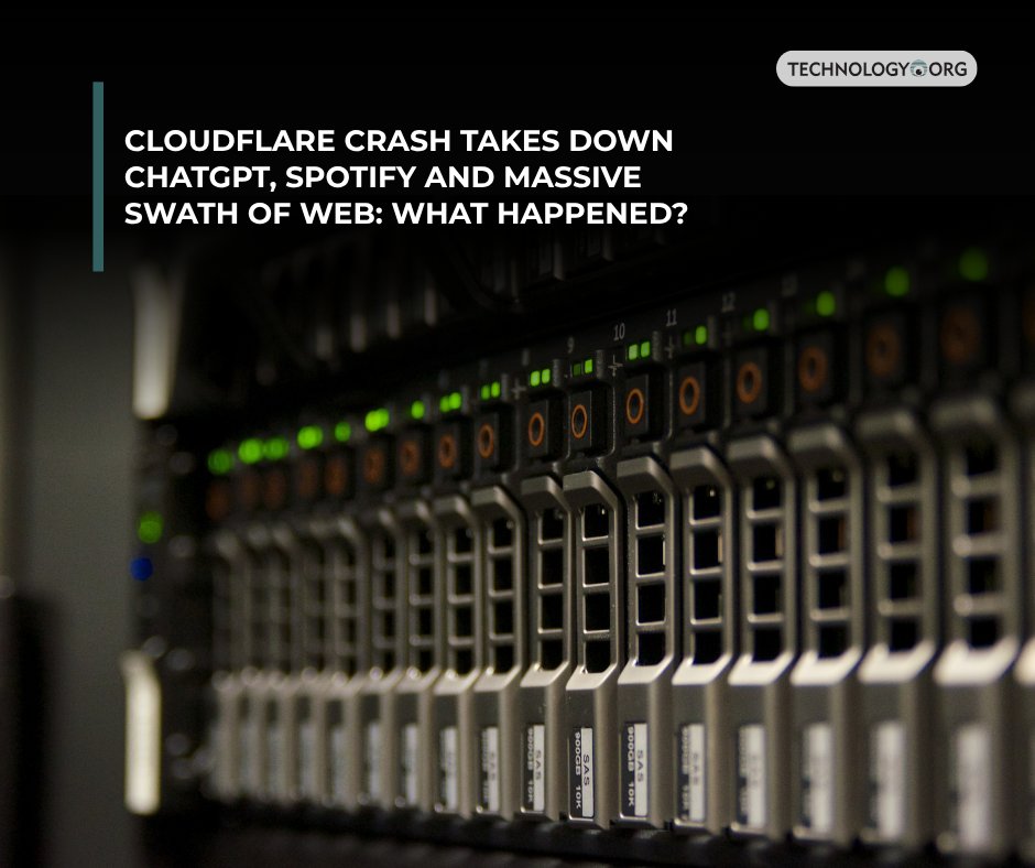 TechnologyOrg's tweet image. Tuesday morning brought internet chaos as Cloudflare suffered a major outage that knocked out ChatGPT, Claude, Spotify, X and countless other services

What exactly happened?

Full article: technology.org/2025/11/19/clo…
 
#cloudflare #tech #servers #down #websites #technology