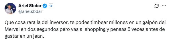 Porque el especulador necesita siempre liquidez, es su herramienta de trabajo. No ve a la plata como un bien para gastar, la ve como un elemento para operar. Correlativamente, el hombre del mercado desprecia el gasto excesivo y la inversión exagerada en inmuebles y en durables,