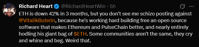 I know you like reading my posts and crying about how they expose your hypocrisy.

So lets do it again:

Ethereum started trading on Kraken at around $2.70.

The price is currently around $3,000.

That's a 109,075% return.

PulseChain is down 90% from its peak, 61% in the past 90