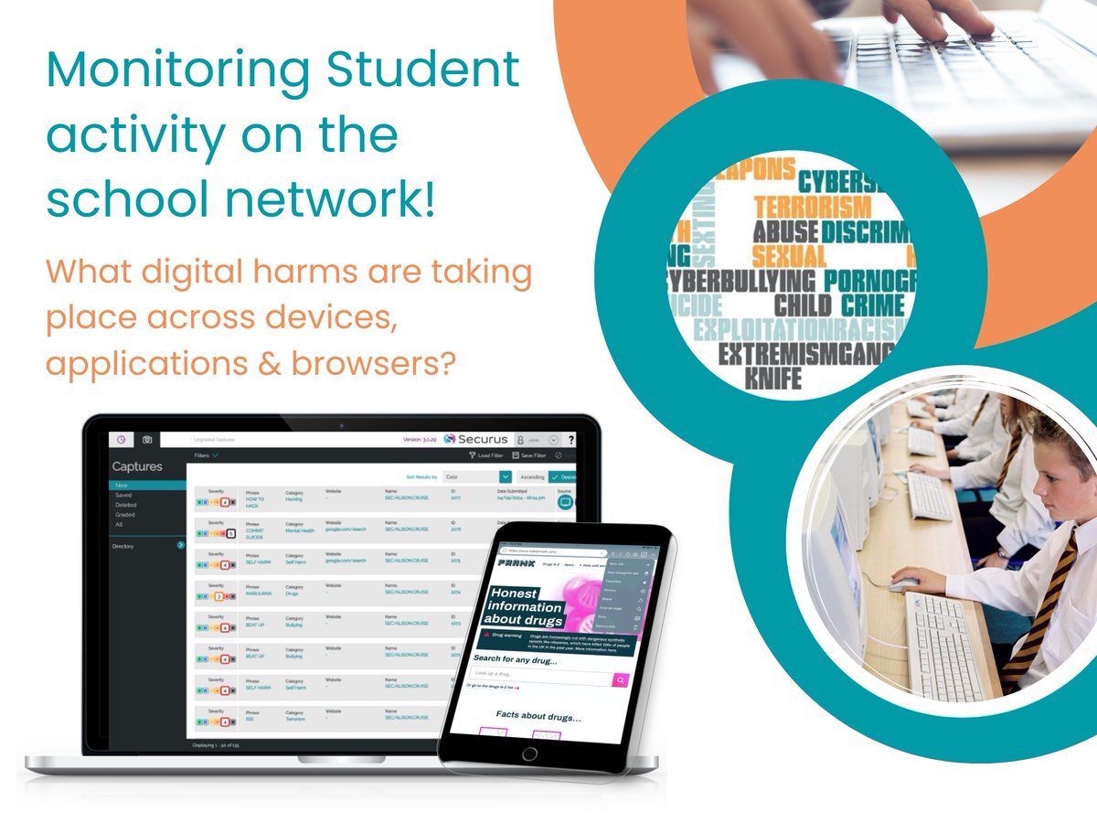 SecurusSoftware's tweet image. Schools, Colleges &amp;amp; MATs, you can book a free 10-min brief to learn more about Securus&apos; Full Monitoring Service (FMS) - our safeguarding moderators monitor student activity, removing time constraints &amp;amp; alerting DSLs to incidents #digitalsafety Book here: bit.ly/3J01oSO