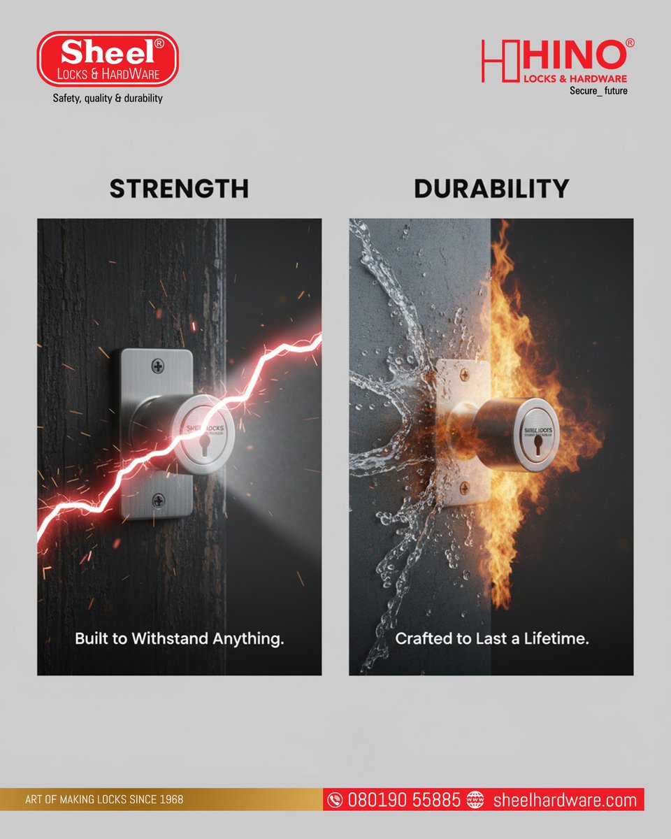sheellocks1's tweet image. Strength that protects. Durability that endures. 🔒
Whether it’s fire, water, force, or time —
Sheel &amp;amp; Hino Locks stand strong.

#SheelLocks #HinoLocks #StrengthAndDurability #ReliableSecurity #LockingSolutions #SafetyAndTrust #HardwareExcellence #SecureFuture