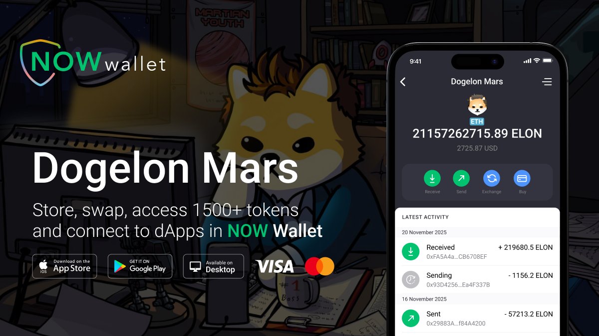 NOW_Wallet's tweet image. You didn’t go looking for @DogelonMars: it found you.

The memes, the chatter, the sudden feeling that something big is brewing.

That’s how every mission starts.
Answer Mars&apos;s call.

Get $ELON in NOW Wallet:
🔗 walletnow.app.link/Xdownload