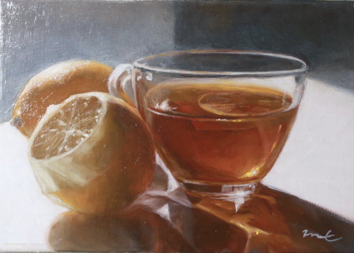 mutsudayoooon62's tweet image. これは昔描いたやつだけどすごく気に入ってて、結局なところ大好きなのは光なんだ✨

「Lemon tea」 SM 油彩