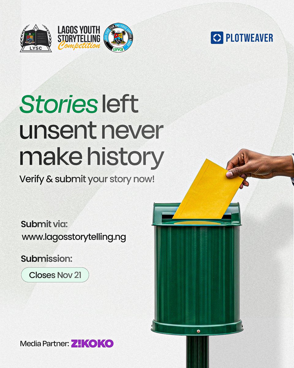 LagosTells_'s tweet photo. It’s not too late for a breakthrough.
A story written today could win ₦3M and become a short film.

Write your “My Lagos” story (max 1,500 words)
Submit FREE via: https://t.co/xMe5pBHgkE 

Only 1 day left.
No Lagos student should be left behind.
🚨 RETWEET NOW.

#LYSC2025 https://t.co/UqatliHwJm