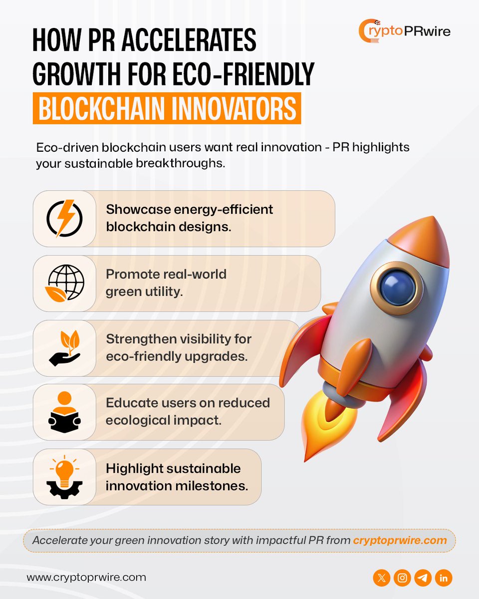 CPrwire's tweet image. Sustainable blockchain starts with visibility - PR turns your green innovation into global impact.

Know More Visit: cryptoprwire.com

#GreenBlockchain #EcoFriendlyCrypto #SustainableWeb3 #CleanTechInnovation #BlockchainForGood #GreenTechRevolution #EcoCryptoProjects