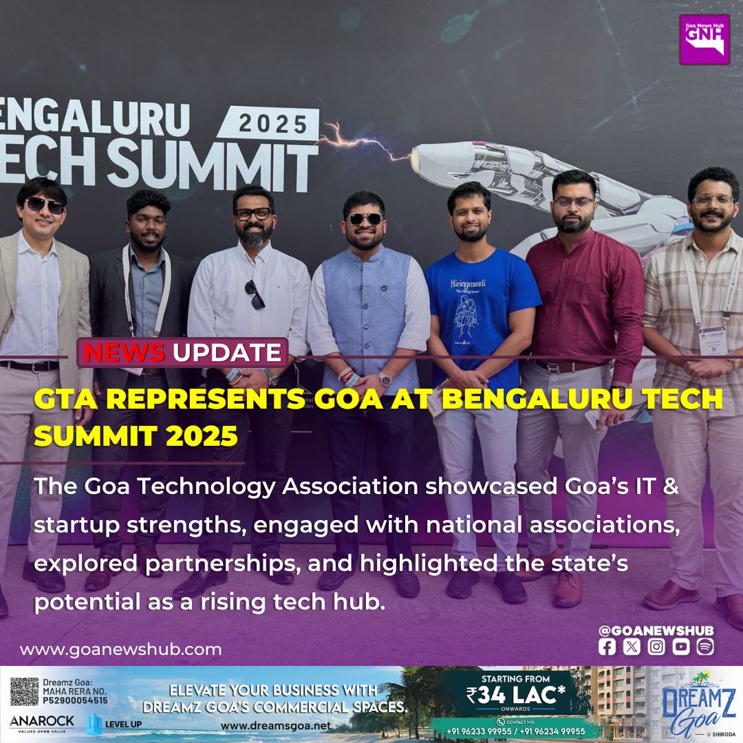 goanewshub's tweet image. GTA represents Goa at Bengaluru Tech Summit 2025

The Goa Technology Association showcased Goa’s IT &amp;amp; startup strengths, engaged with national associations, explored partnerships, and highlighted the state’s potential as a rising tech hub.
#GoaNews #GoaTech #StartupEcosystem…
