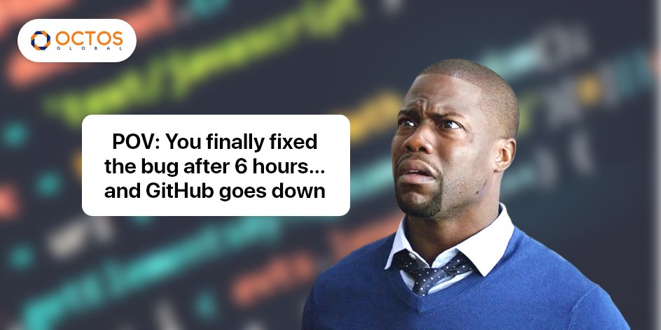 octosglobal's tweet image. Every dev has been here:
You fix the bug, breathe a sigh of relief, reach for that glorious “push to origin”…
and BOOM — GitHub is on a lunch break.
At this point, the emotional damage is personal. 😩😂

#TechStruggles #CoderCommunity #DebuggingJourney #ProgrammingHumor #GitHub
