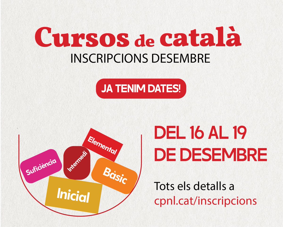 cpnlpenedesgrf's tweet image. Inscripcions de desembre per als cursos de català. Apunteu-vos les dates! 📣✍️

#cursosdecatala #calendari #dates