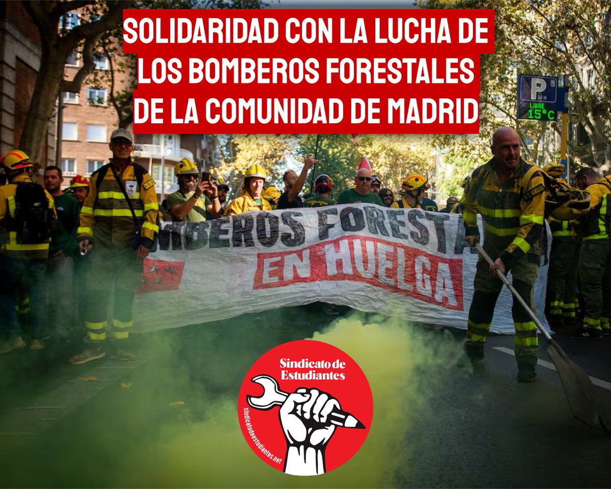 El cuerpo de bomberos de incendios forestales de la Comunidad de Madrid <a href="/BBFFMadrid/">Bomberos Forestales Comunidad de Madrid</a> está en una fase crítica desde hace ya una década. Desamparados con sueldos bajos, sin un convenio propio… se han lanzado a la lucha contra los recortes del PP.

🔗 sindicatodeestudiantes.net/index.php/noti…