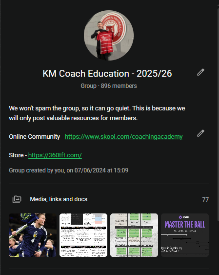 coach_kevin_m's tweet image. My Free Coach Education WhatsApp Group

When this group gets to 900 coaches, I will be dropping a free resource into it worth $$$

Currently sitting at 896 coaches.... ⚽
  chat.whatsapp.com/KLGVG3ro1npHC5…