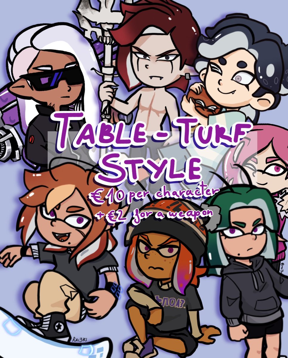 rai3ri's tweet image. The fixing of my phone costs €120. I need to recover from it economically. For anyone who's interested, I'm gonna start doing tableturf battle style commissions too. I also do non Splatoon character in this style.