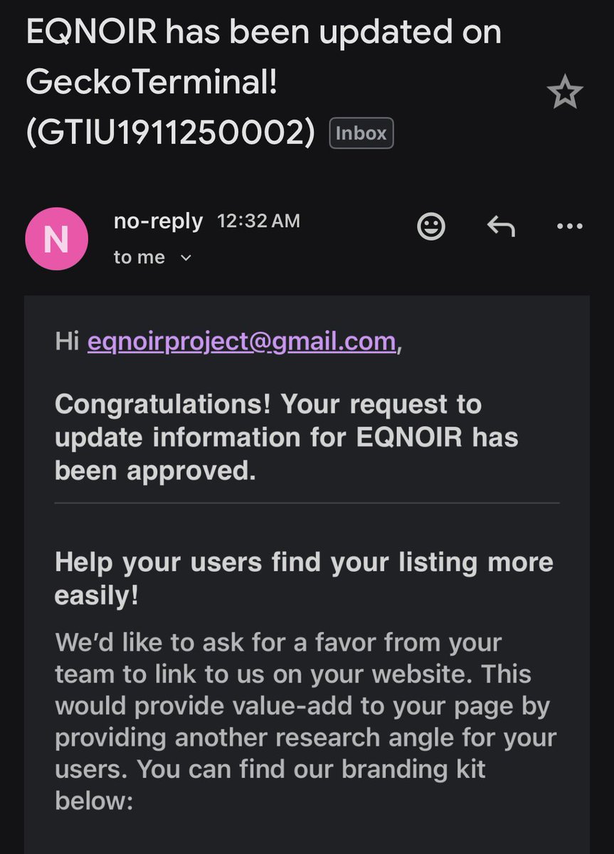eqnoirproject's tweet photo. 🚀 EQNOIR UPDATE APPROVED!
Our token info on GeckoTerminal is now officially refreshed + verified. This boosts visibility, trust, and global reach as we expand into Thailand, Kenya, and beyond.
Track EQNOIR here: https://t.co/rq5ZXkHiLB https://t.co/7O8Bks2KFD