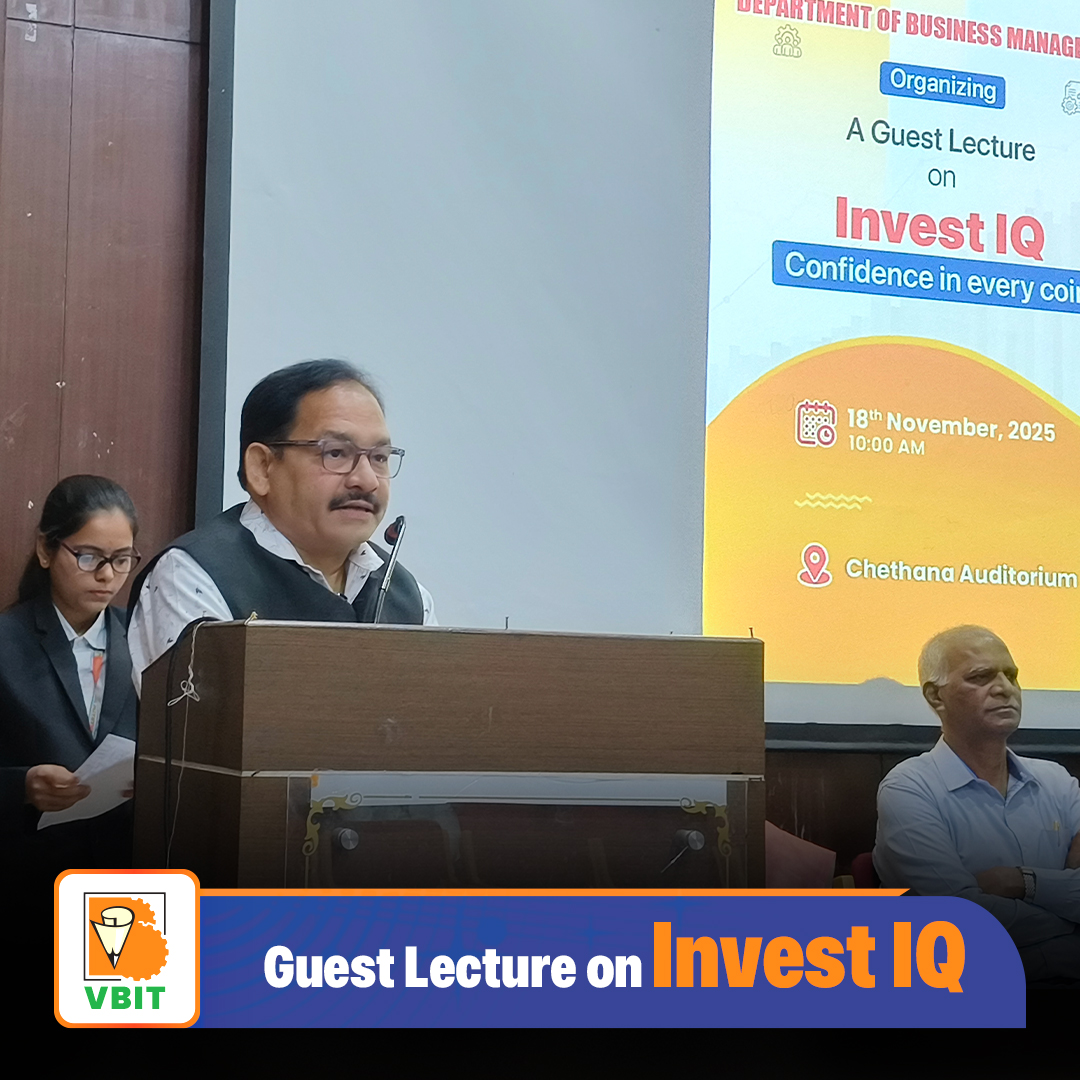 VBITHYD's tweet image. The Department of Business Management organized an insightful Guest Lecture on Invest IQ on 18th November, 2025.

#VBIT #BusinessManagement #GuestLecture #InvestIQ #FinancialLiteracy #SEBITrainer #SmartInvesting #StudentDevelopment #FutureReady #EducationMatters