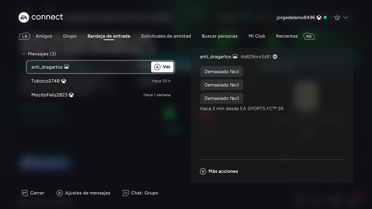 Otro retrasado que le va la vida en un torneo de mierda,va ganando 4-0,me meto un gol para que me deje meter un gol a mi(por supuesto no tiene porque hacerlo,eso va en cada uno) y encima mandando mensajitos.....creo que dejare el juego otros 15 dias.Y luego la culpa es de EA.