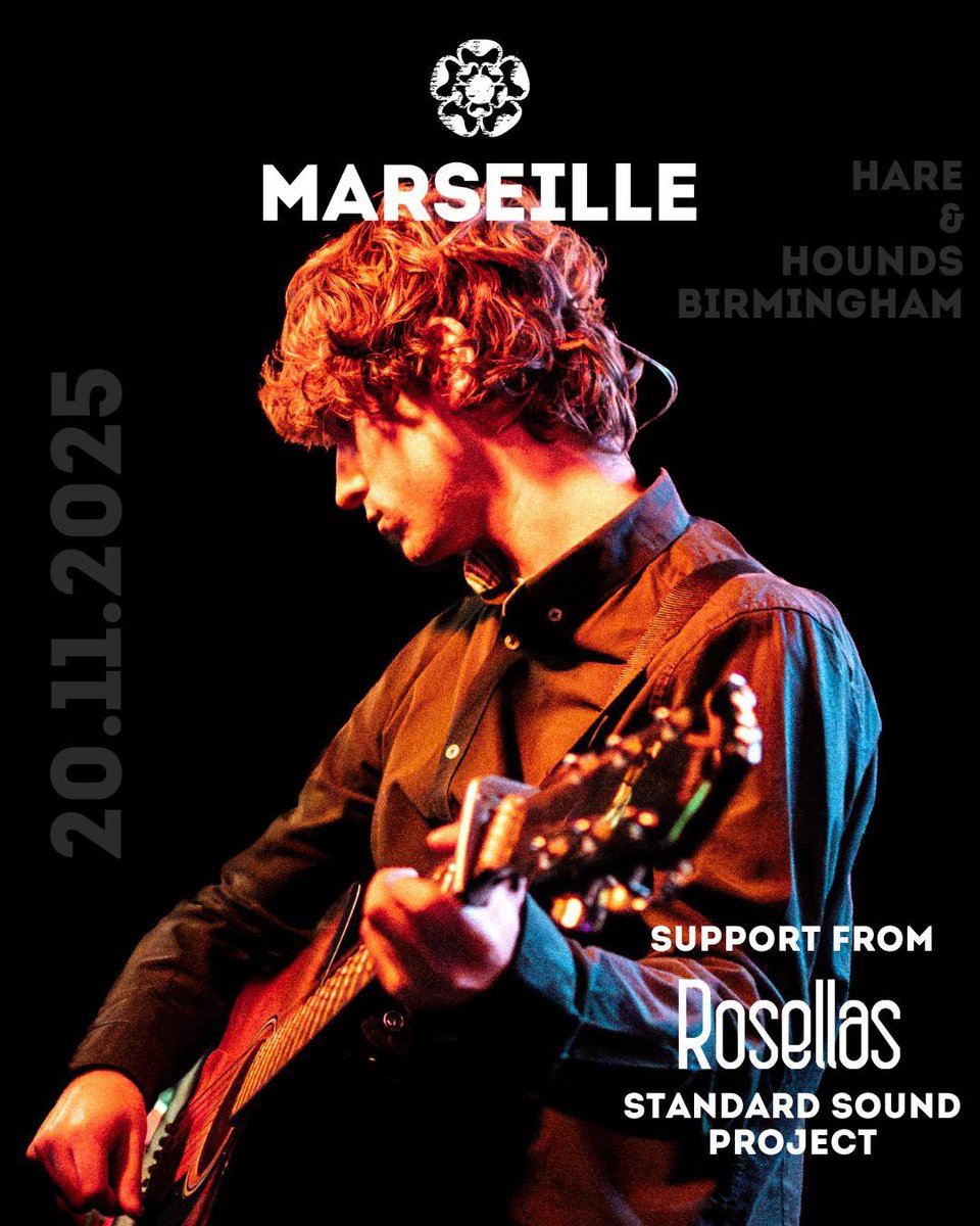 Stage times for tonight’s <a href="/marseilleband/">Marseille</a> Birmingham show at <a href="/hareandhounds/">Hare & Hounds Birmingham</a> 🌹

Doors 7pm
7:45pm - Standard Sound Project
8:30pm - Rosellas
9:30pm - Marseille
Curfew 10:30pm

Last tickets 🎫 - skiddle.com/whats-on/Birmi…
