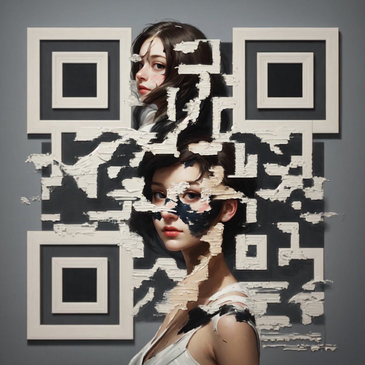 artvizual's tweet image. Portrait QR code art #portrait #art #qrcode