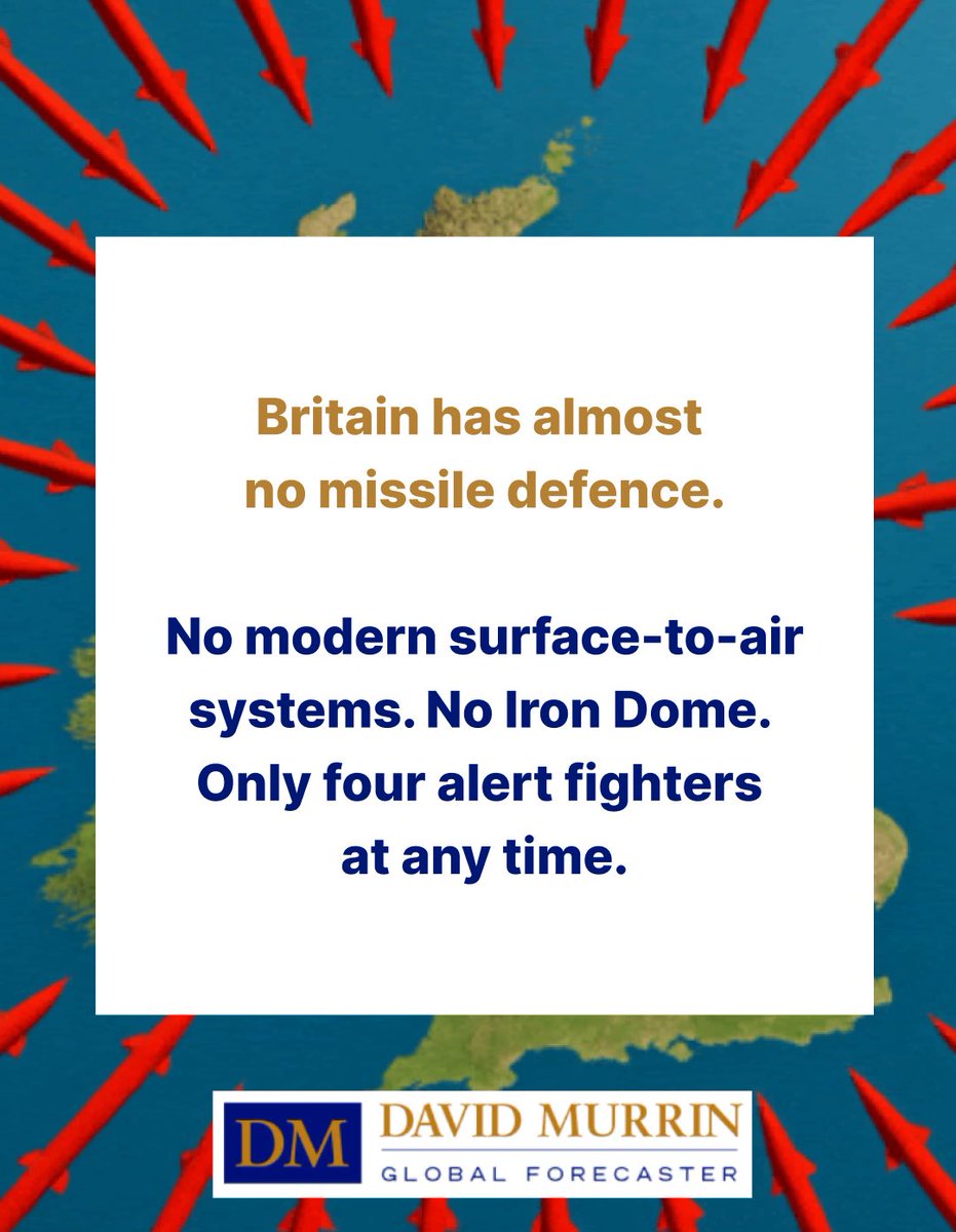 GlobalForecastr's tweet photo. Britain has been left exposed to Russian missile attacks for years. Global Forecaster has warned of this risk for the last five years and the latest reports confirm it.
#UKDefence #RussianThreat #MissileDefence #AirDefence #Geopolitics #StrategicForecasting #GlobalRisk #NATO https://t.co/Br0kZwNcyM