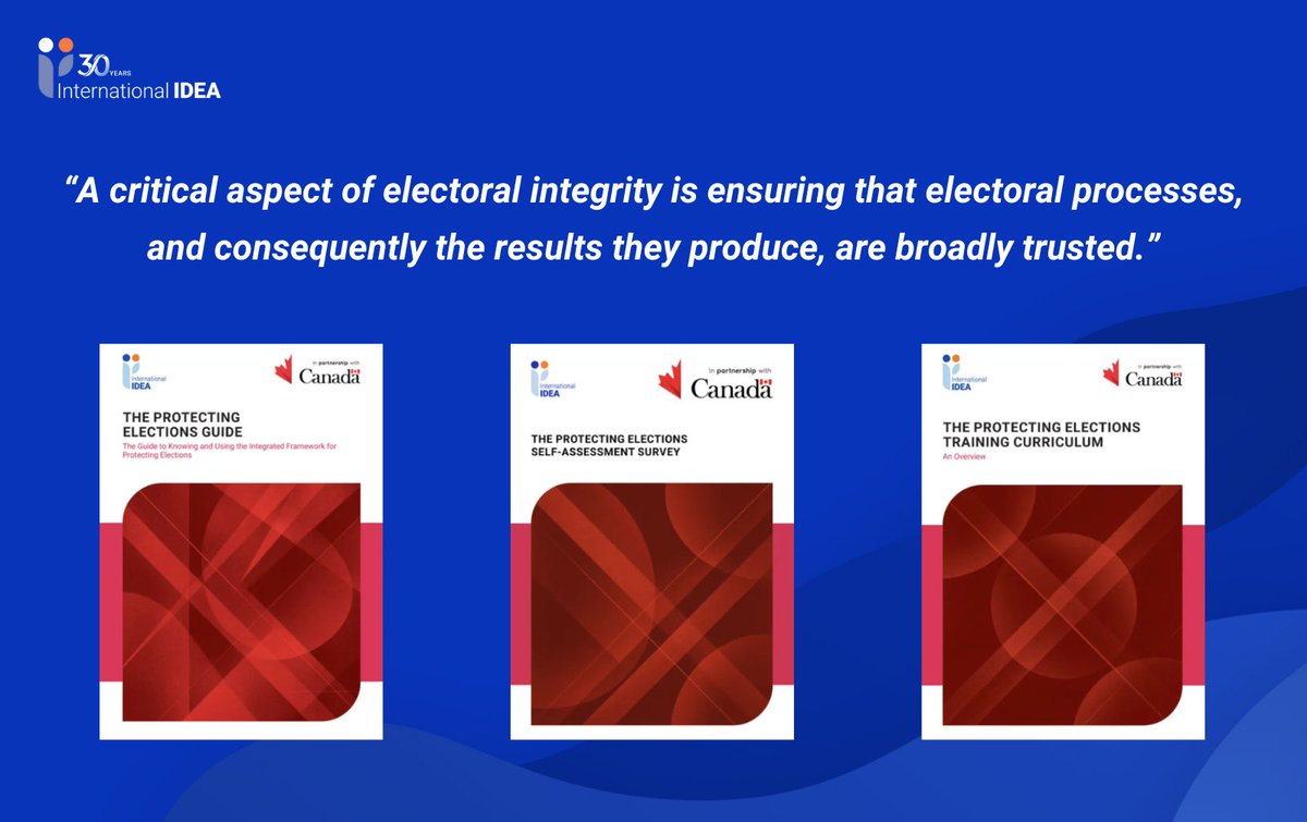 int_IDEA_pubs's tweet image. 📣Safeguarding #elections is becoming more challenging. @Int_IDEA’s new resource &quot;Integrated Framework for Protecting Elections&quot; offers versatile, customisable and #gendersensitive tools to help national stakeholders manage #electoral risks.
Explore more🔗 doi.org/10.31752/idea.…