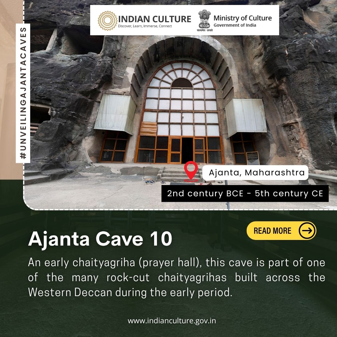 _IndianCulture's tweet image. Built through collective #patronage, #AjantaCave10 bears #inscriptions of donors like #Katahadi &amp;amp; #BahadaKanhaka.
#IndianCulturePortal #Ajanta #Maharashtra #ASI #BuddhistHeritage
@MinOfCultureGoI  @AmritMahotsav  @incredibleindia  @ASIGoI  @maha_tourism  @tourismgoi