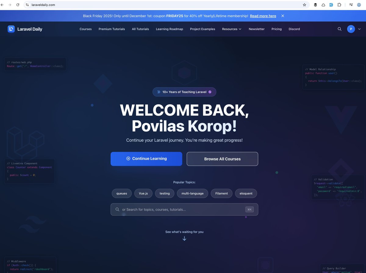 ¡Recientemente lanzamos un NUEVO DISEÑO para el sitio web de LaravelDaily!

 https://t.co/yf4SnXiLRU

 Comenzó como un b