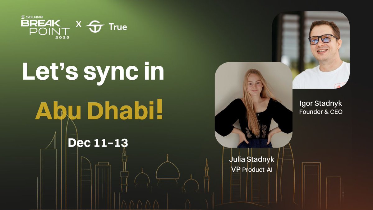 Last week we said: See you in #Dubai for @Binance!

This week we're saying: 
📍#Abudhabi  for #SolanaBreakpoint <a href="/SolanaConf/">Solana Events</a>!

December is wild 😅

If you wanna talk trading automation or AI infra and what's next - meet our Team in Abu Dhabi soon!