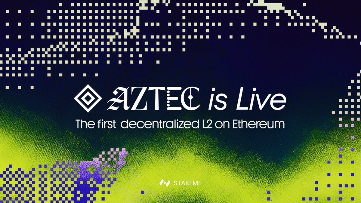Big congrats to the <a href="/aztecnetwork/">Aztec</a> team! 🚀
Launching the Ignition Chain is a huge leap for fully decentralized privacy-preserving L2 on Ethereum.
Excited to see how this unlocks the next generation of on-chain innovation.

This moment pushes the boundaries of what’s possible in