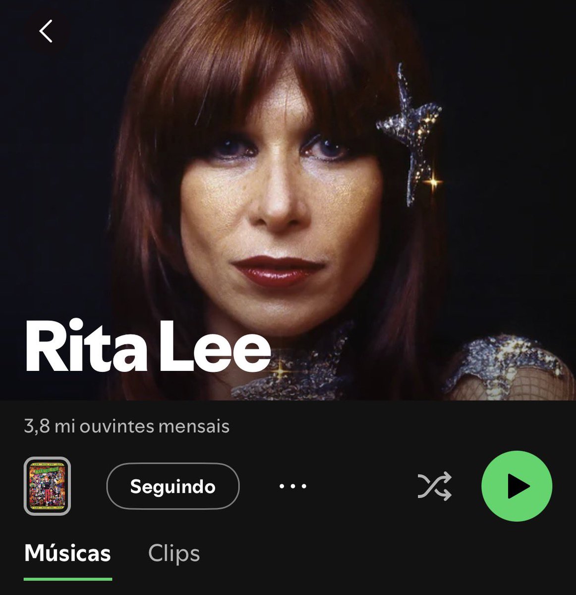 ritaleebuildup's tweet image. A foto do perfil da Rita Lee no Spotify foi trocada. 

A foto atual é um registro da fotógrafa Vania Toledo. ❤️⭐️