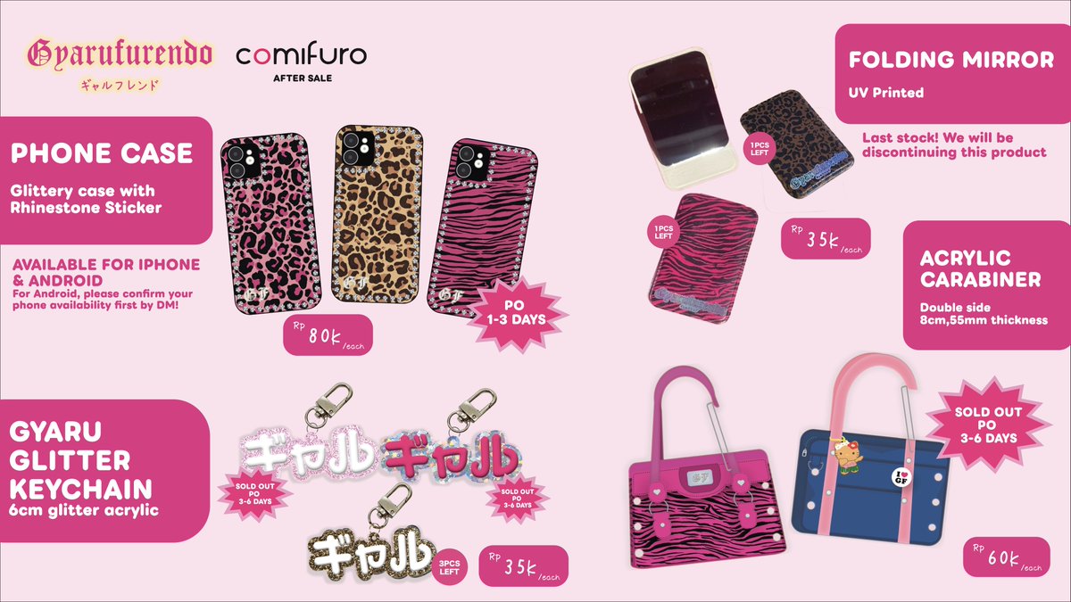 gyarufurendo's tweet image. 🐆Phone case, folding mirror, glitter keychain, acry carabiner, pins, stickers

📱Phone case list: bit.ly/4lPK6p8 for android pls DM first :3 

🔗 bit.ly/GFCF21AS