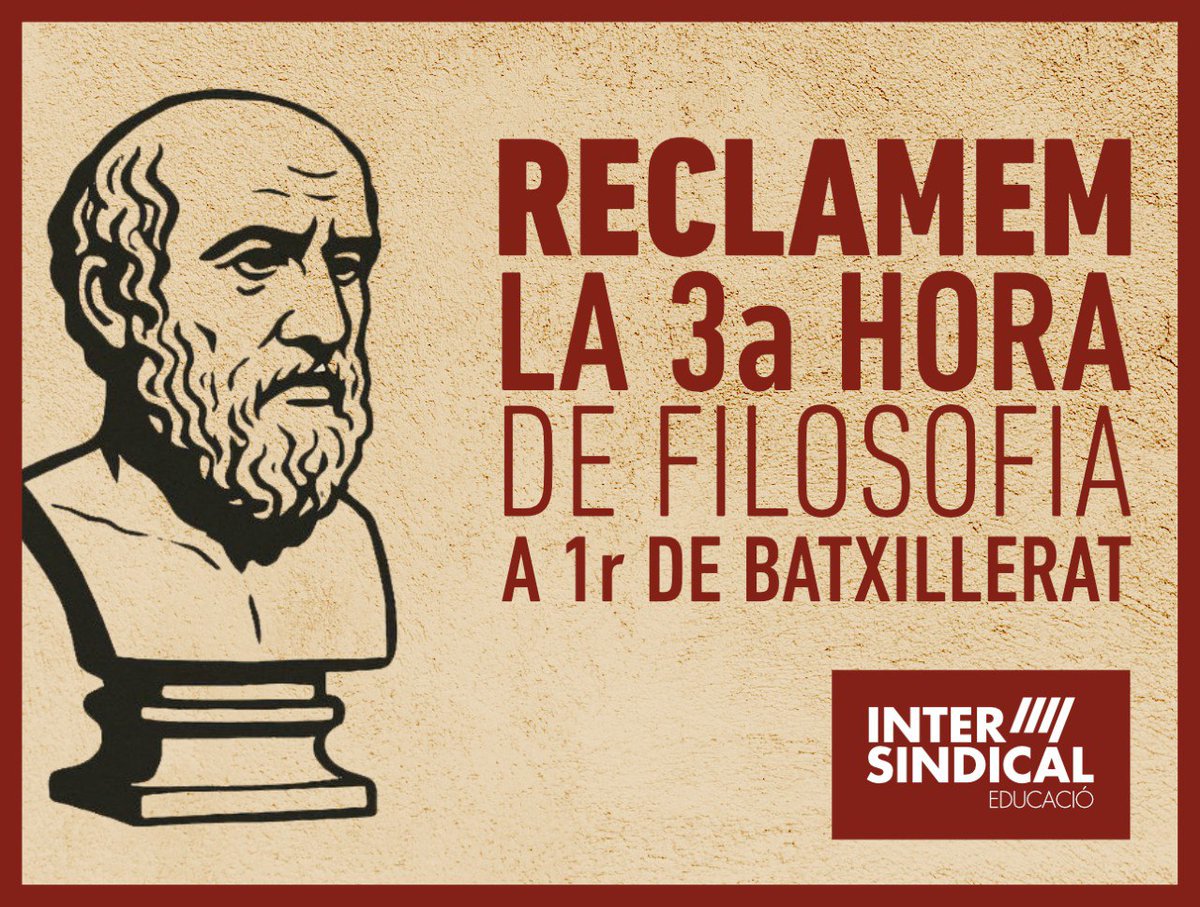 1/2 Avui, Dia Mundial de la Filosofia, és un bon dia per a recordar que pensar mai no és un luxe, sinó una condició necessària. Al nostre país, la reclamació de recuperar la tercera hora de filosofia a 1r Batx i fer que sigui una matèria optativa a l'ESO expressa la necessitat...