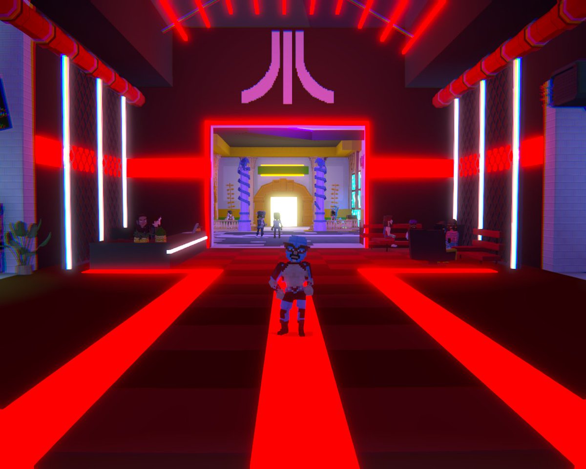 CryptoNinjaGirl's tweet photo. This Atari Corridor needs some elevator music @TheSandboxGame  https://t.co/Ahe7ijqKmU https://t.co/c8wk90APbM
