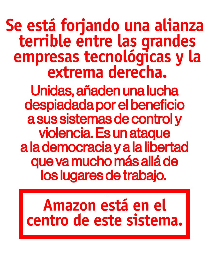 Comunica_FSCA's tweet image. ⚠️ Las grandes empresas tecnológicas y la extrema derecha confluyen para atacar a la democracia y a la libertad: Amazon no es ajena a este objetivo.  #MakeAmazonPay