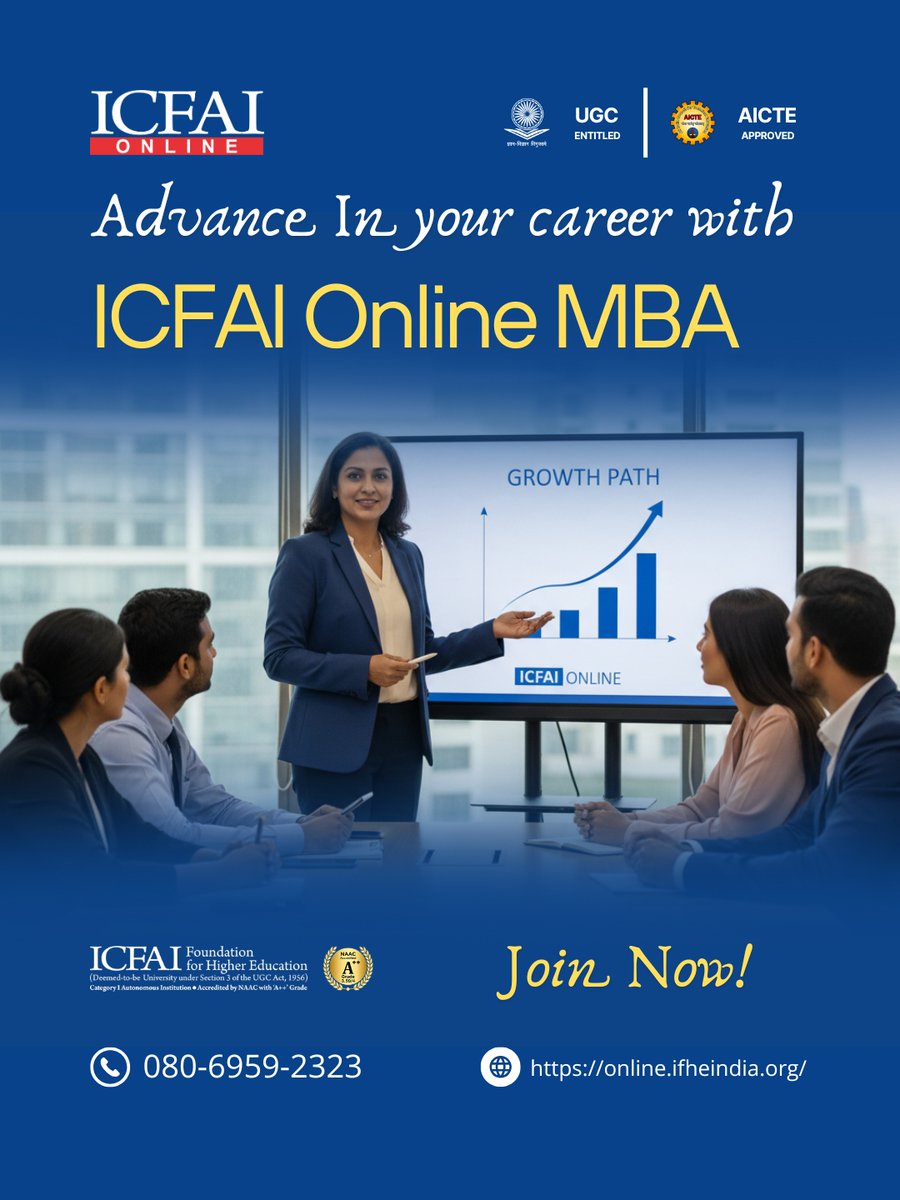 IcfaiOnline's tweet image. Looking to elevate your career without pausing?

Act Now: online.ifheindia.org

#ICFAIOnlineMBA #BoostYourCareer #FlexibleLearning #onlineeducation #FutureReady #CareerAdvancement #IndustryOriented #LearnFromAnywhere #workingprofessionals #OnlineUniversity #carousel