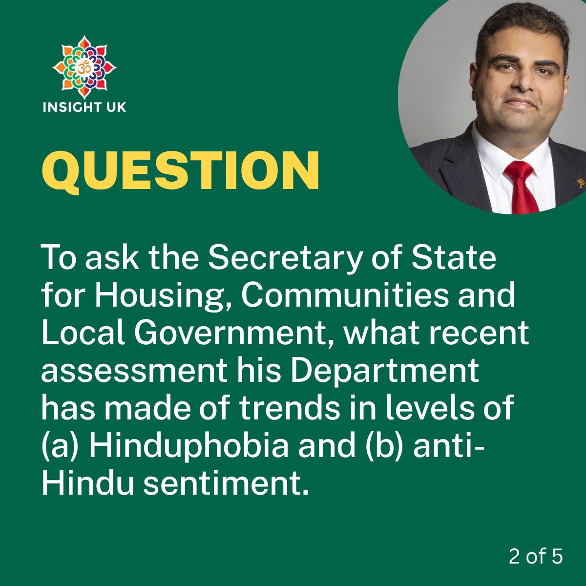 Labour MP Navendu Mishra asked the UK Government what recent assessment has been made of trends in Hinduphobia and anti-Hindu sentiment.

<a href="/NavPMishra/">Navendu Mishra</a> 

#Hinduphobia #AntiHinduHate