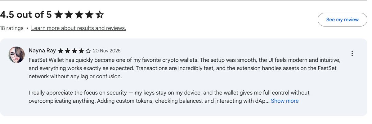 nayna9933's tweet image. 🔥 Just tried the FastSet Wallet and it’s insanely smooth! ⚡️
Fast transactions, clean UI, full control of your keys — exactly how a Web3 wallet should be. 👌

#FastSet #FastSetWallet #Web3