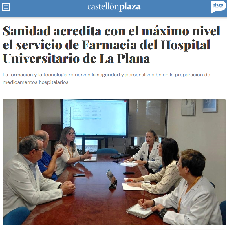 El Servicio de Farmacia de la Plana obtiene la acreditación nivel 4 en elaboración de preparaciones estériles. El máximo reconocimiento como referente en medicamentos seguros y personalizados 
 ¡Gracias a todo el equipo por hacerlo posible! 👏💊